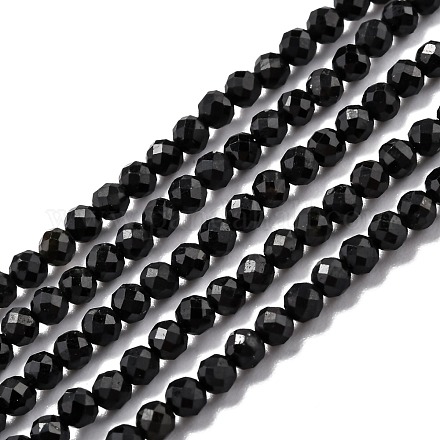 Chapelets de perles en tourmaline noire naturelle G-H266-11A-1
