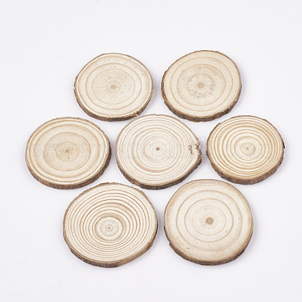 未染色の未完成の木製カボション  木のスライス  年輪  パパイヤホイップ  43~52x4.5mm WOOD-T011-23-1