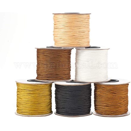 PandaHall Elite 6 Colors 1.5mm Nylon String Thread Chinese Knotting Cord Nylon Beading Cord Shamballa Macrame Bracelet Making NWIR-PH0001-28-1