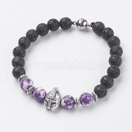 Natural Lava Rock Beads Stretch Bracelets BJEW-I241-16I-1