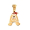 Christmas Theme 304 Stainless Steel Pendants, with Enamel, Golden, Santa Claus Letter Charm, Letter A, 16x13x1.5mm, Hole: 6x3mm