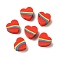 Polymer Clay Bead, Heart, Red, 8.5x9x4mm, Hole: 2mm