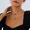 Christmas Iron & Alloy & Resin Bell Pendant Double Layer Necklaces, Green, Platinum, Christmas Tree, 14.57 inch(37cm), pendant: 29x17mm & 10mm