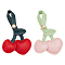 2Pcs 2 Colors PU Leather Pendant Decorations, for Keychain, Cherry, Mixed Color, 110x68x15mm, Hole: 25x23mm, 1pc/color