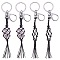 4Pcs  Macrame Fringe Braided Keychain, Black Glass Bead Tassel Charm Key Ring for Handbag, Car Decoration, Black, 17.5cm