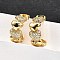 Brass Micro Pave Clear Cubic Zirconia Stud Earrings for Women, Heart, Real 18K Gold Plated, 18.5x24x8.5mm