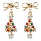Alloy Rhinestone Christmas Tree Studs Earring, with Brass Stud Earring Findings, Golden, 33x15mm