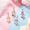 Angel Glass & ABS Plastic Imitation Pearl Pendant Decorations, with Zinc Alloy Lobster Claw Clasps, Mixed Color, 51.5mm