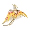 Bird Enamel Pins, Alloy Rhinestone Lapel Pins for Backpack Clothes, Gold, Gold, 51x46mm