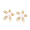 Flower Brass Natural Pearl Stud Earrings, with Clear Cubic Zirconia & 925 Sterling Silver Pins, Real 18K Gold Plated, 19.3x19~19.8mm, Pin: 0.7mm, Pearl: 8mm