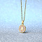 Flat Round Stainless Steel Pave Natural White Shell Initial Pendant Necklaces for Women, Golden, Seashell Color, Letter Q, 18.11 inch(46cm)