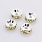 Brass Grade A Rhinestone Spacer Beads, Straight Flange, Rondelle, Silver, Jonquil, 7x3.2mm, Hole: 1.8mm