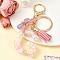 Resin & Acrylic & Faux Suede Tassel Keychain, with Alloy Clasp and Iron Rings, Letter G, 10cm