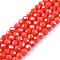 Electroplate Glass Beads Strands, Pearl Luster Plated, Faceted, Rondelle, Tomato, 3.5~3.8x3mm, Hole: 0.4mm, about 105~110pcs/strand, 29~31cm
