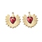304 Stainless Steel Enamel Pendants, Ion Plating(IP), Heart Charm, Real 18K Gold Plated, 29.5x26x3mm, Hole: 2.5mm