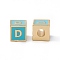 Rack Plating Brass Enamel Beads, Cadmium Free & Nickel Free & Lead Free, Real 18K Gold Plated, Cube with Letter, Sky Blue, Letter.D, 6x6x6mm, Hole: 2.5mm