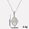304 Stainless Steel Pave Natural White Shell Geometric Oval Pendant Necklaces, Stainless Steel Color, Pendant: 2.4x1.5cm