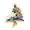 Christmas Tree Alloy Rhinestone Brooches, Enamel Pins, Golden, Colorful, 68x49mm