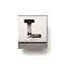 Letter Style 304 Stainless Steel Square Slide Charms, Letter L, 9x8x4mm, Hole: 3.5x8.5mm