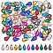 96Pcs 12 Colors Teardrop Sew on Rhinestone, Multi-strand Links, Glass Rhinestone, with Brass Prong Settings, Garments Accessories, Faceted, Mixed Color, 12.5x8x5mm, Hole: 0.8~1mm, 8pcs/color
