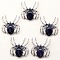 Synthetic Blue Goldstone Brooch, Spider, Antique Silver, 36x34mm