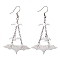 Tarnish Resistant 304 Stainless Steel Bat Pendants Dangle Earrings, with 316 Surgical Stainless Steel Finding for Women, Stainless Steel Color, 65x39mm