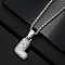 Brass Micro Pave Clear Cubic Zirconia Chunky Initial Pendant Necklaces, Platinum, Letter L, 19.69 inch(50cm)