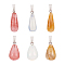 12Pcs 6 Style Natural & Synthetic Gemstone Pendants, with Stainless Steel Findings, Teardrop, 21~30x10~14mm, Hole: 2~6x4~7mm, 2pcs/style