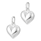 925 Sterling Silver Peach Heart Charms, Silver, 14x13x7mm, 2pcs/set