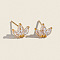 304 Stainless Steel Flower Stud Earrings, with Clear Cubic Zirconia, Real 18K Gold Plated, 6x8mm