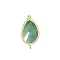 Natural Aventurine Connector Charms, Teardrop Link, with Golden Brass Finding & Metal Finding, 27x14x4mm
