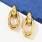 304 Stainless Steel Oval Dangle Stud Earrings, Ion Plating(IP), Real 18K Gold Plated, 35.5x15mm