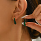 Vintage Minimalist Stainless Steel Teardrop Dangle Earrings, Various Colors, Versatile Wear, Golden, Green, 22x5mm