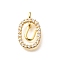 Brass Micro Pave Cubic Zirconia Pendants, Real 18K Gold Plated, Oval with Letter Charms, Letter U, 18.5x11x3.5mm, Hole: 2x1.5mm