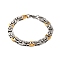 201 Stainless Steel Byzantine Chain Bracelets, with 304 Stainless Steel Clasps, Golden & Stainless Steel Color, 8-1/2 inch(21.5cm)
