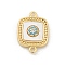 Brass Micro Pave Clear Cubic Zirconia Connector Charms, with Shell, Real 18K Gold Plated, Square, 16x11.5x3mm, Hole: 1.2mm