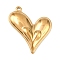 304 Stainless Steel Pendants, Heart, Golden, 25x21x3mm, Hole: 1.4mm
