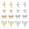 Alloy & Brass Cubic Zirconia Charms, Bowknot Charms, Platinum & Golden, 9.5~19x10~16x2.5~5mm, Hole: 1~2.5mm, 18pcs/box