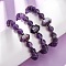 Natural Amethyst Beaded Stretch Bracelet for Women, Hexagon, with Non-magnetic Synthetic Hematite Beads, Beads: 8.5mm and 16.5x11x10mm, Inner Diameter: 2 inch(5cm)