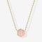 Brass Pave Natural Rose Quartz Hexagon Pendant Necklaces for Women, Golden, Pink, 15.75 inch(40cm)