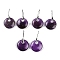 Natural Amethyst Dangle Earrings, with Rack Plating Brass Earring Hooks, Cadmium Free & Lead Free, Round, 23mm
