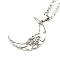 Non-Tarnish 304 Stainless Steel Pendant Necklaces, Curb Chain, Moon, Stainless Steel Color, 19.80 inch(50.3cm)