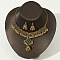 Oval Alloy & Rhinestone Pendant Necklace & Earring, Golden, 400mm & 27x13mm