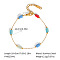 Stainless Steel Glass Rectangle Link Chain Bracelets for Women, Colorful, 7-1/8 inch(18cm)