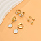 3 Pairs Elegant Stainless Steel Earring Sets, Real 18K Gold Plated, White, 5~11mm