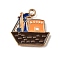 Alloy with Enamel Pendants, Nautical Charms, Light Gold, Coconut Brown, Pirate Ship, 19x20x1.5mm, Hole: 1.8mm