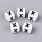 Opaque Acrylic Beads, Cube with Number, with Enamel, Black, Letter X, 7.5~8x7.5~8x8~8.5mm, Hole: 3.6~4mm, about 1200pcs/500g