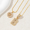 2Pcs 2 Styles Brass Pave Clear Cubic Zirconia Initial Pendant Necklace Sets, Golden, Letter B, 17.72 inch(45cm), 1pc/style