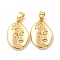Rack Plating Brass Pendants, Oval, Real 18K Gold Plated, 19x13x2.5mm, Hole: 2.5x5mm