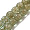 Handmade Gold Sand Lampwork Beads Strands, Faceted, Round, Dark Sea Green, 11.5~12x12~12.5mm, Hole: 1.5~1.8mm, about 40pcs/strand, 18.90 inch(48cm)